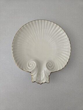 Lenox Aegean Seashell Cream Porcelain Gold Trim Decor Trinket Dish Marked